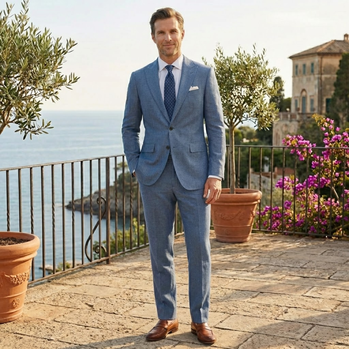 The Lucerne Men’s Classic Linen Suit Set – Blazer & Pants