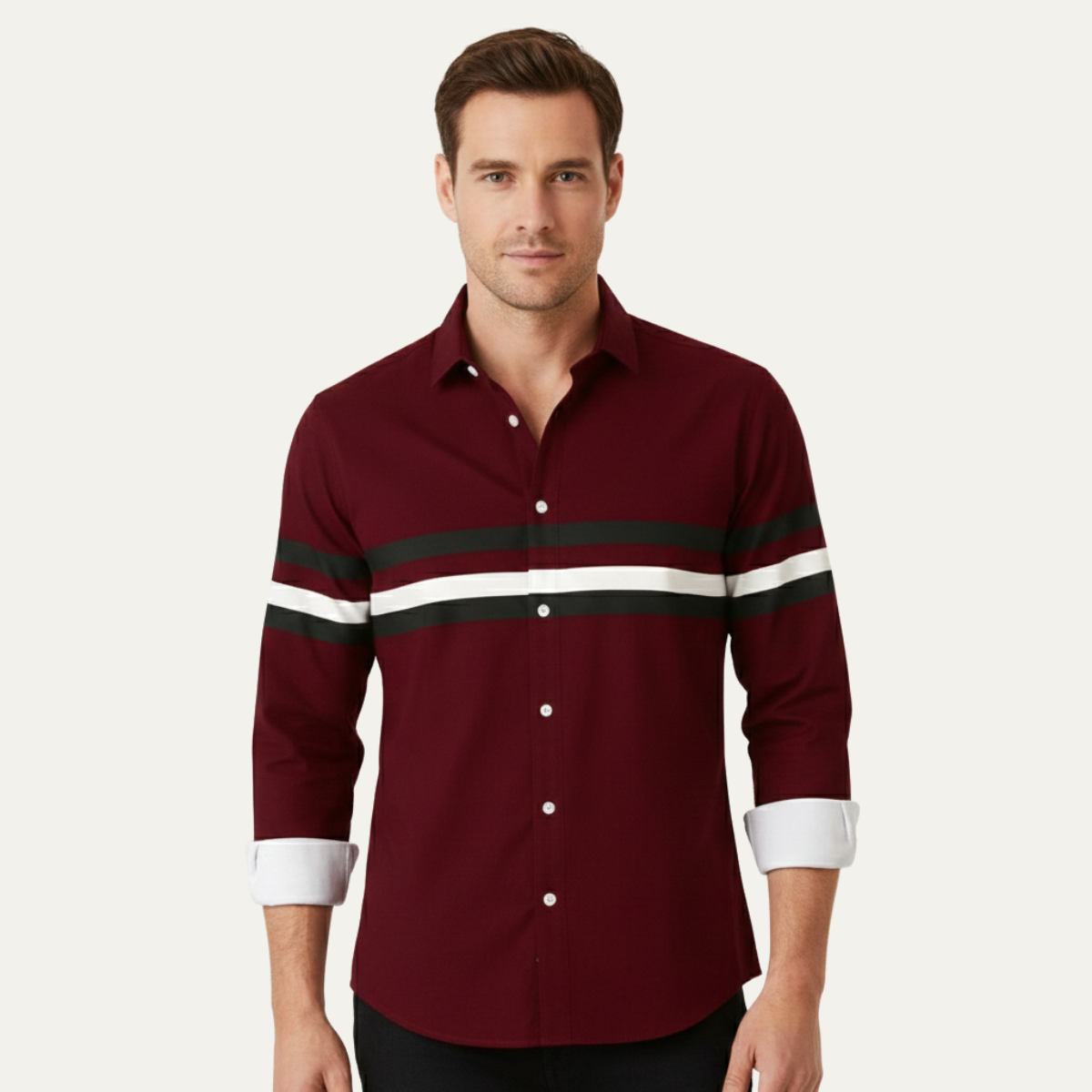 The Windmere Ridge Men’s Modern Color Block Striped Luxury Shirt