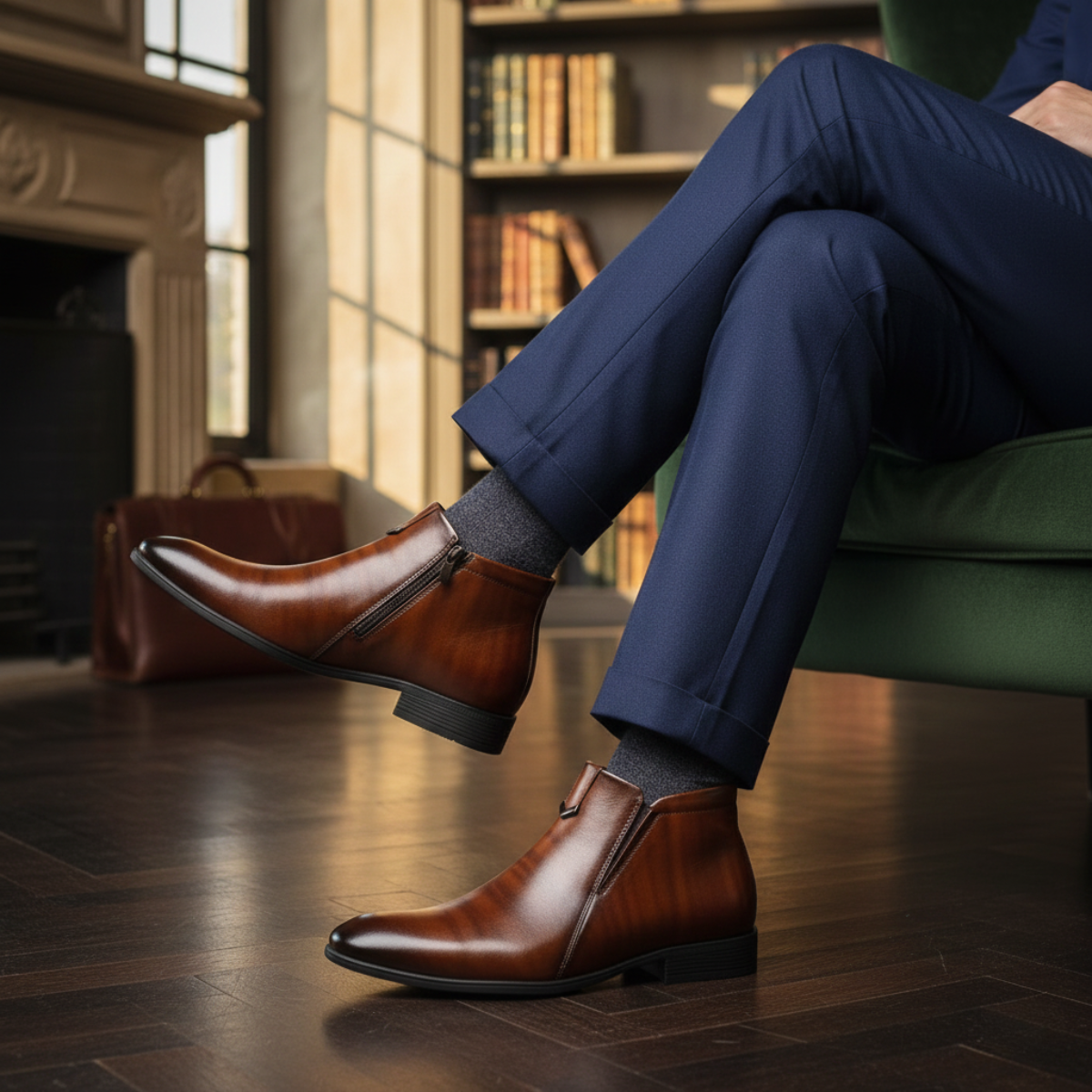 The Mantova Men’s Pointed Toe Vintage Leather Ankle Boots