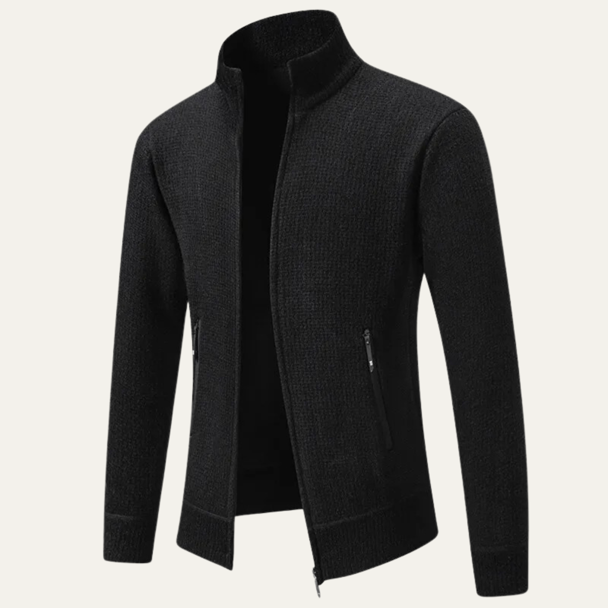 The Montefalco Men’s Casual Knitted Stand Collar Zip Cardigan