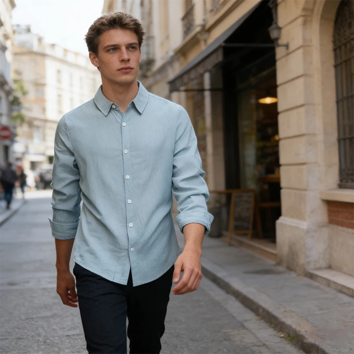 The Sarzana Men’s Business Button Down Linen Cotton Shirt
