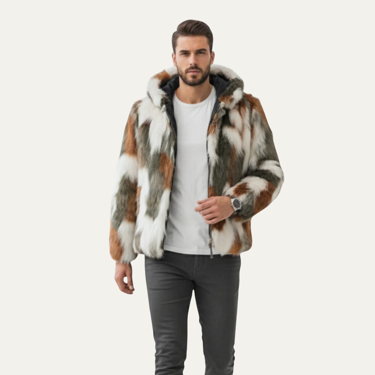 The Garda Porto Men’s Elegant Soft Fur Hooded Winter Jacket