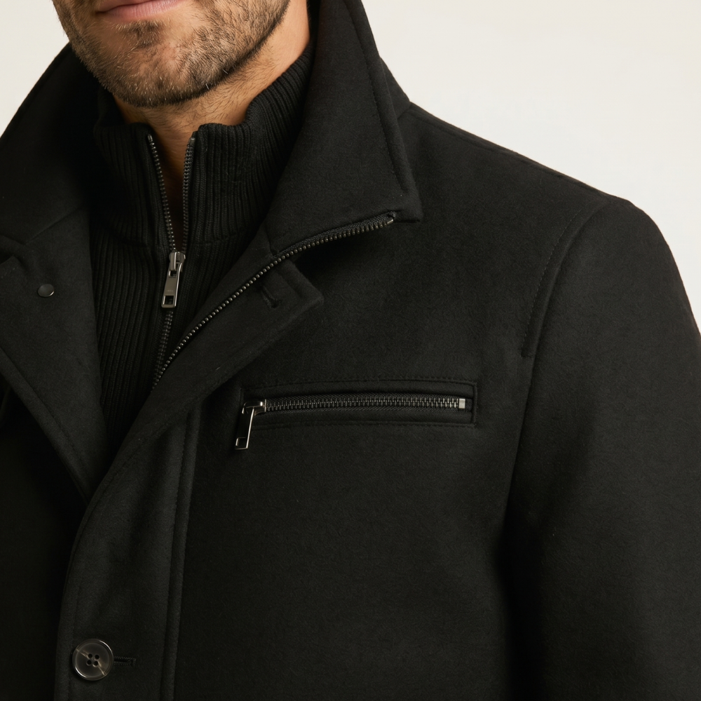 Men's Wool Blend Overcoat Black