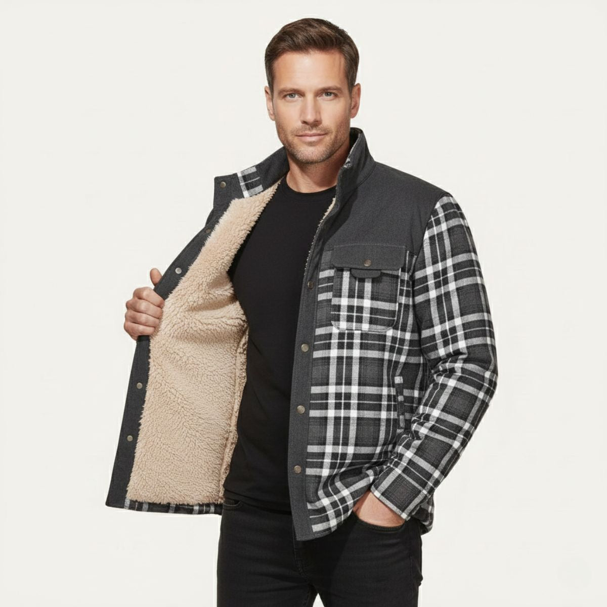 The Gallipoli Men’s Warm Winter Plaid Check Jacket