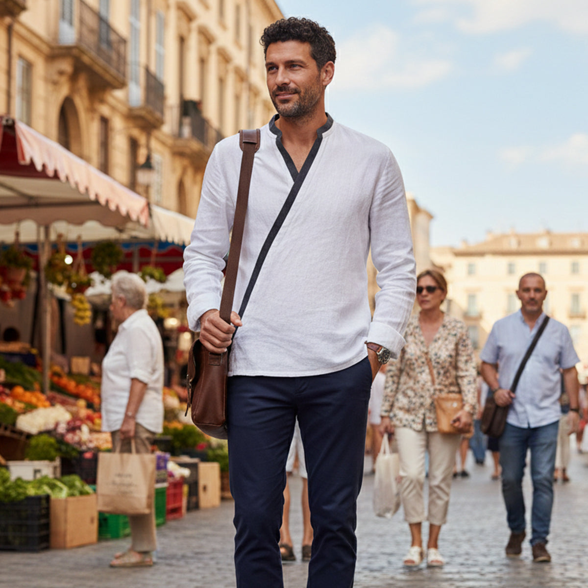 The Toulouse Men’s Lightweight V Neck Buttonless  Shirt