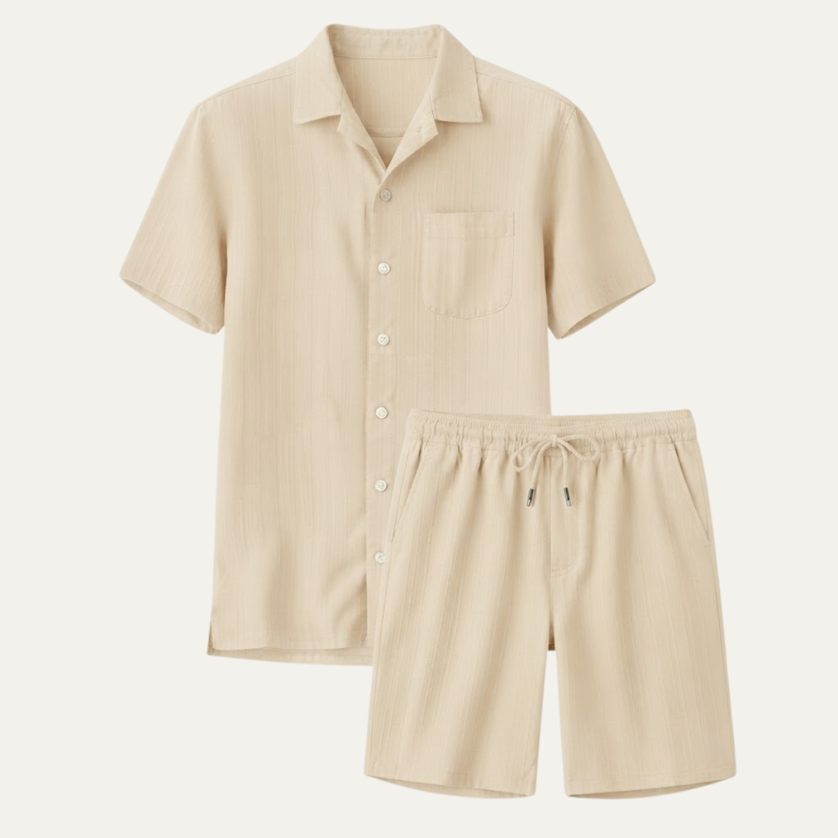 The Cedarfall Men’s Breathable Casual Summer Set – Shirt & Shorts