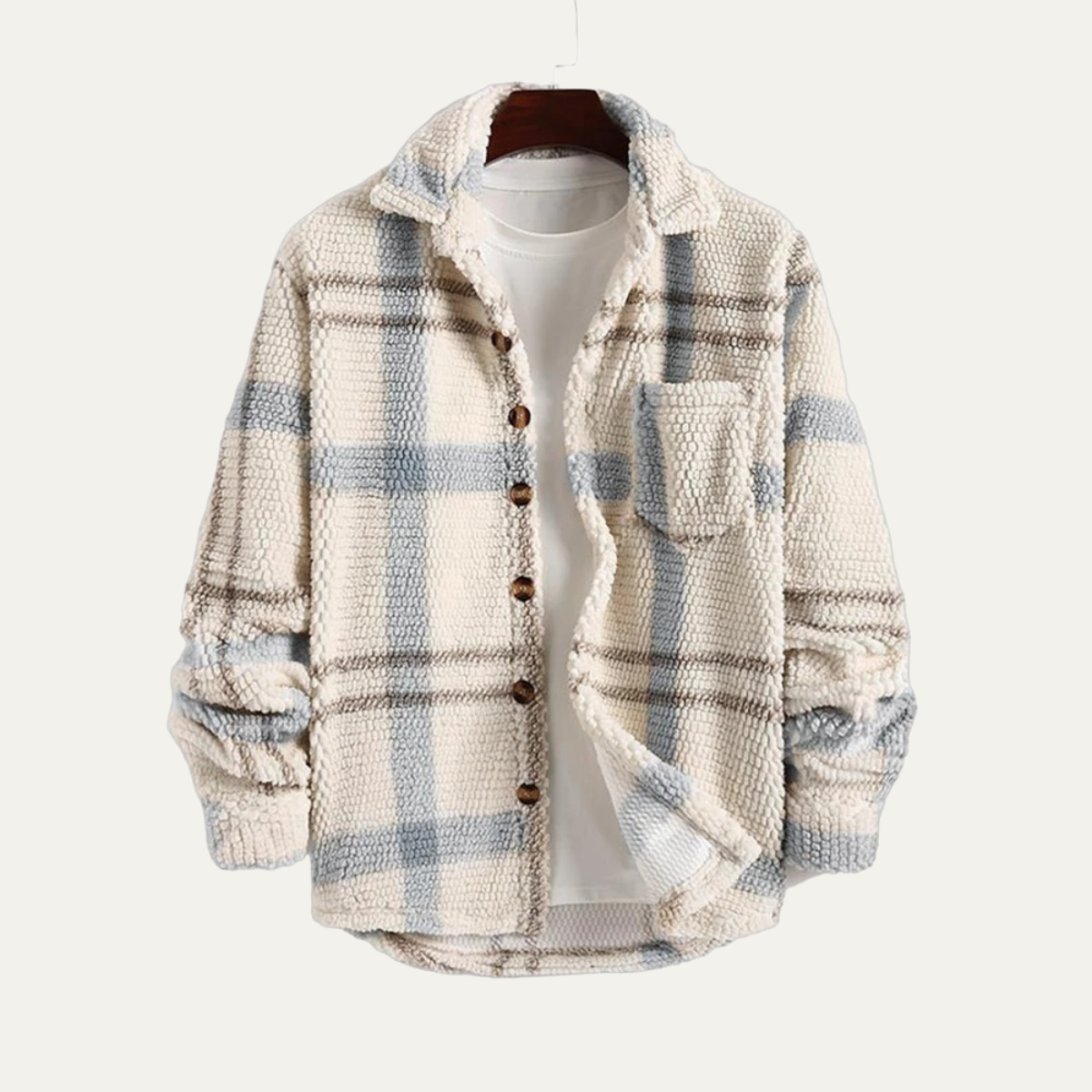 The Millstone Men’s Plaid Fleece Checked Hooded Coat