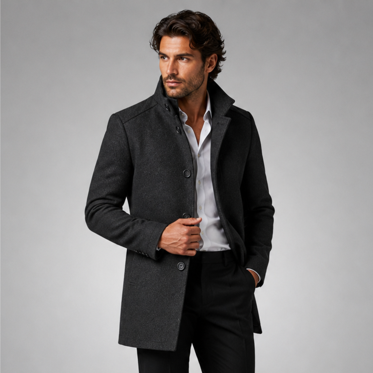 The Aldeburgh Men's Wool Blend Button Up Coat with Warm Lining