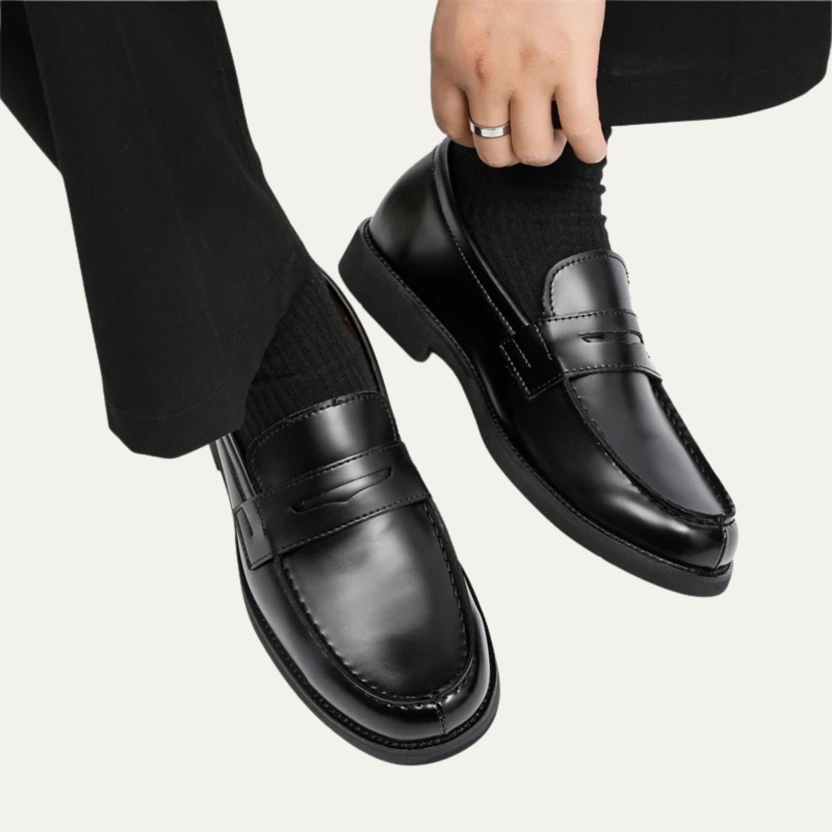 The Watercrest Hill Men’s Handmade Faux Leather Penny Loafers