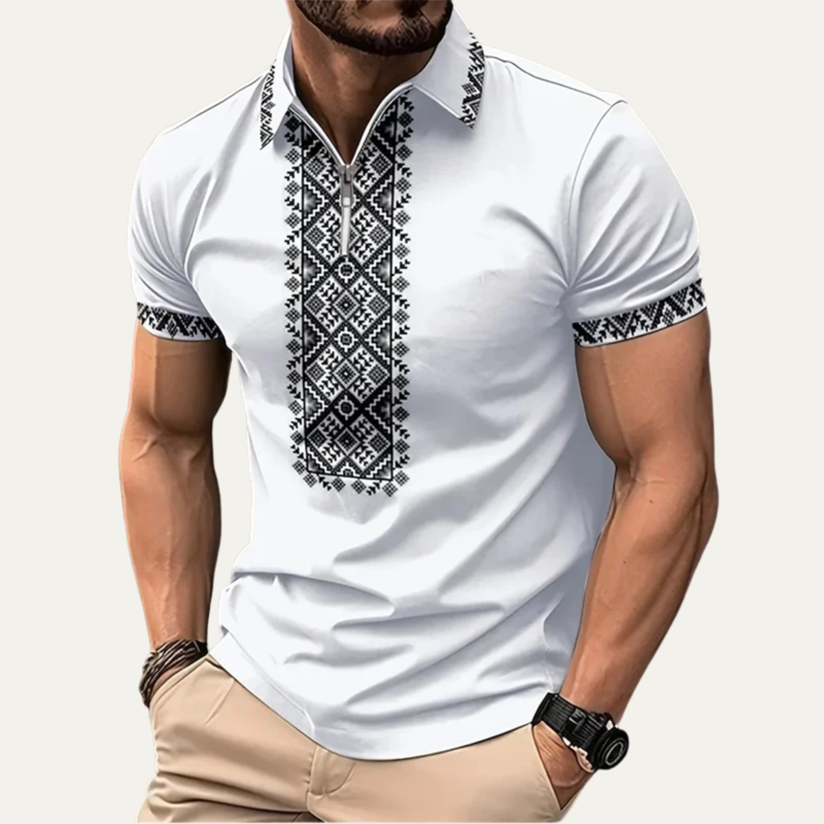 The Collingwood Men’s Embroidered Ethnic Polo Shirt