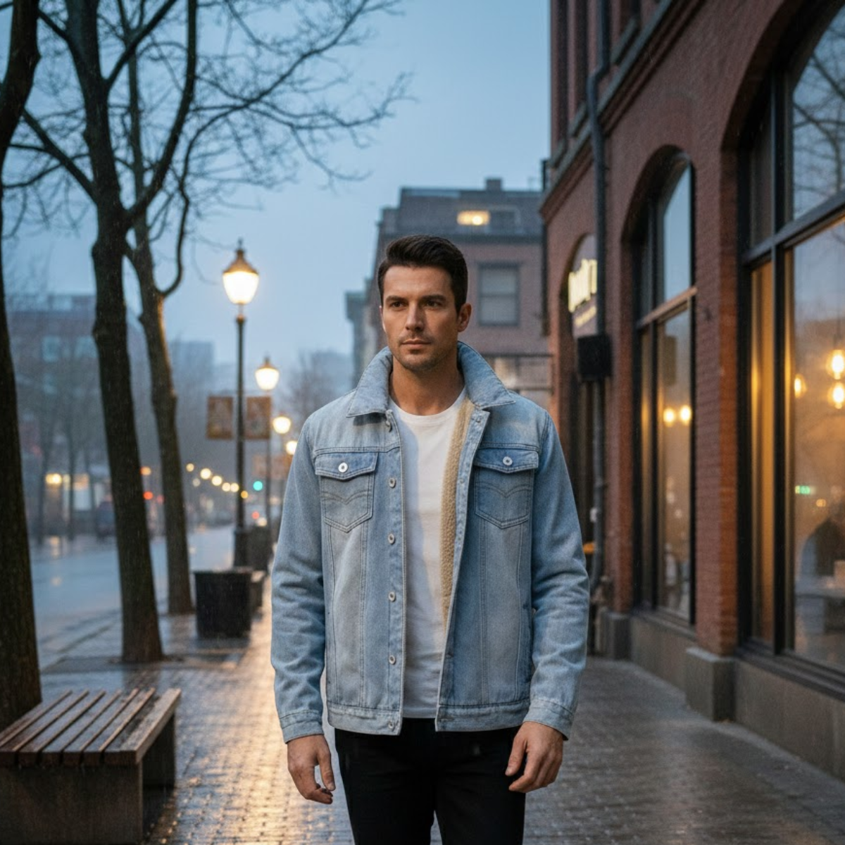 The Bellehurst Men’s Winter Fleece Lined Denim Jacket
