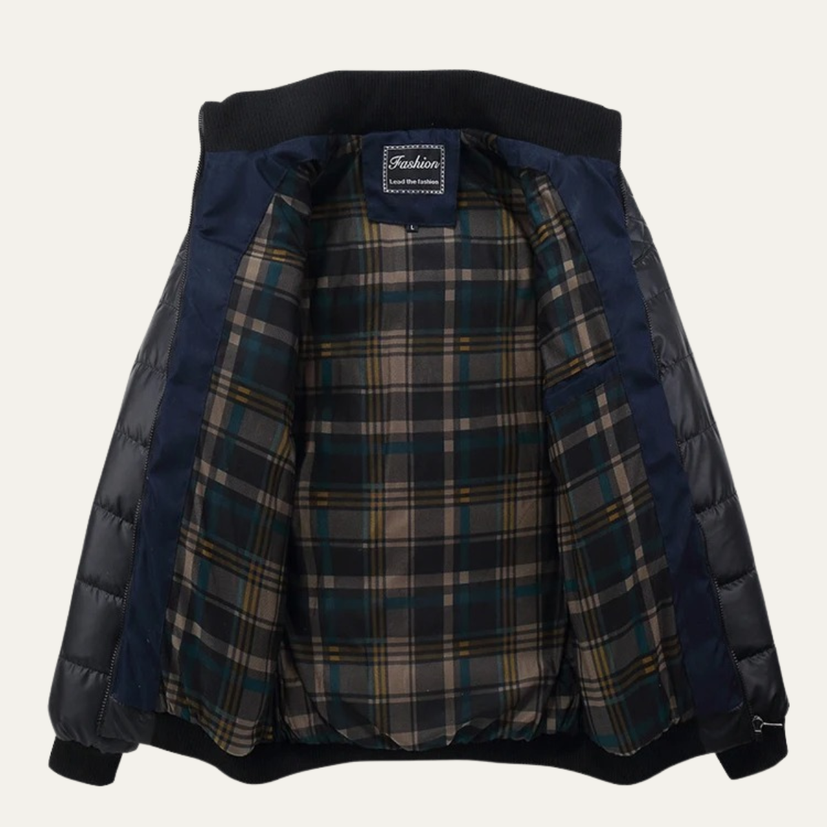 The Roma Men’s Quilted Leather Jacket with Stand Collar