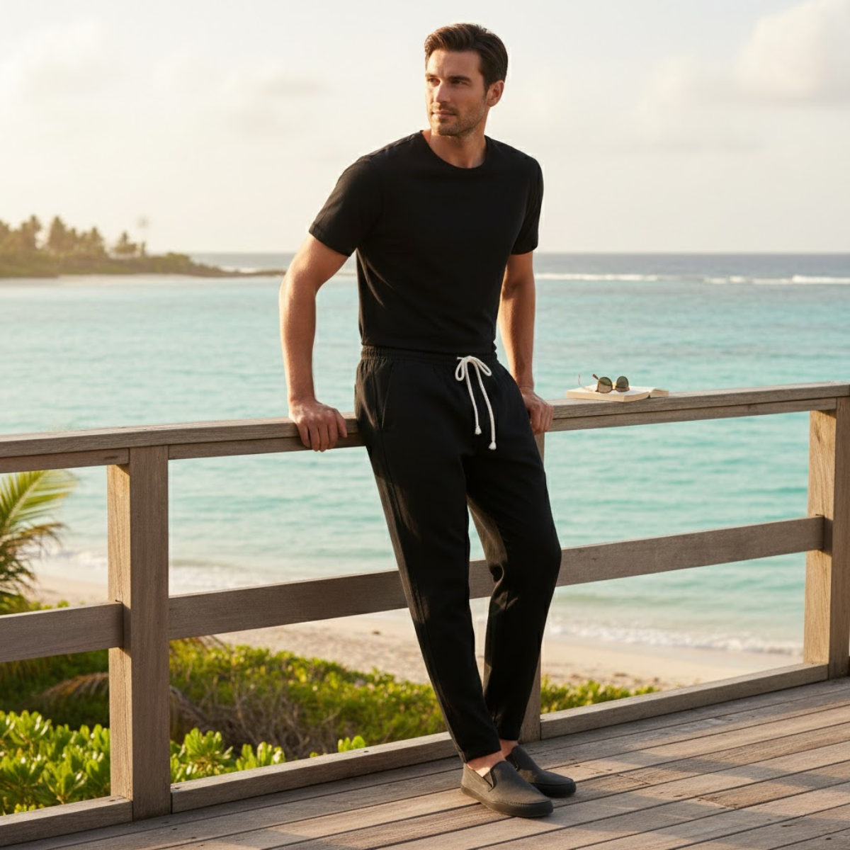 The Pinebrook Park Men’s Loose Cotton Linen Drawstring Pants