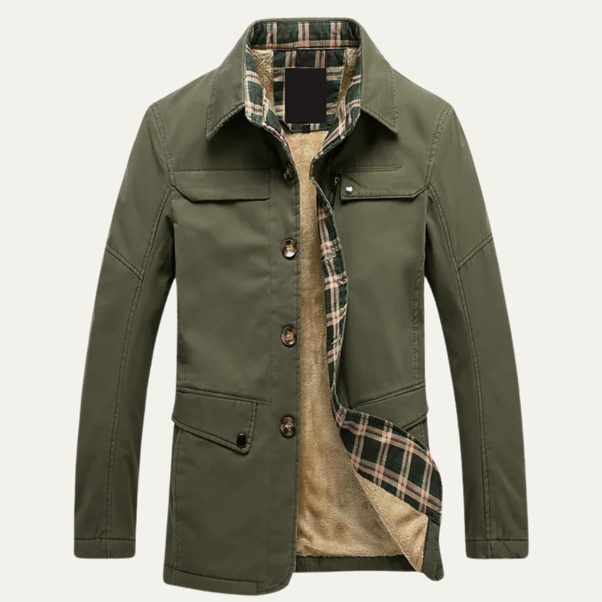 The Bayside Men’s Fleece Lined Jacket with Warm Plaid Lining