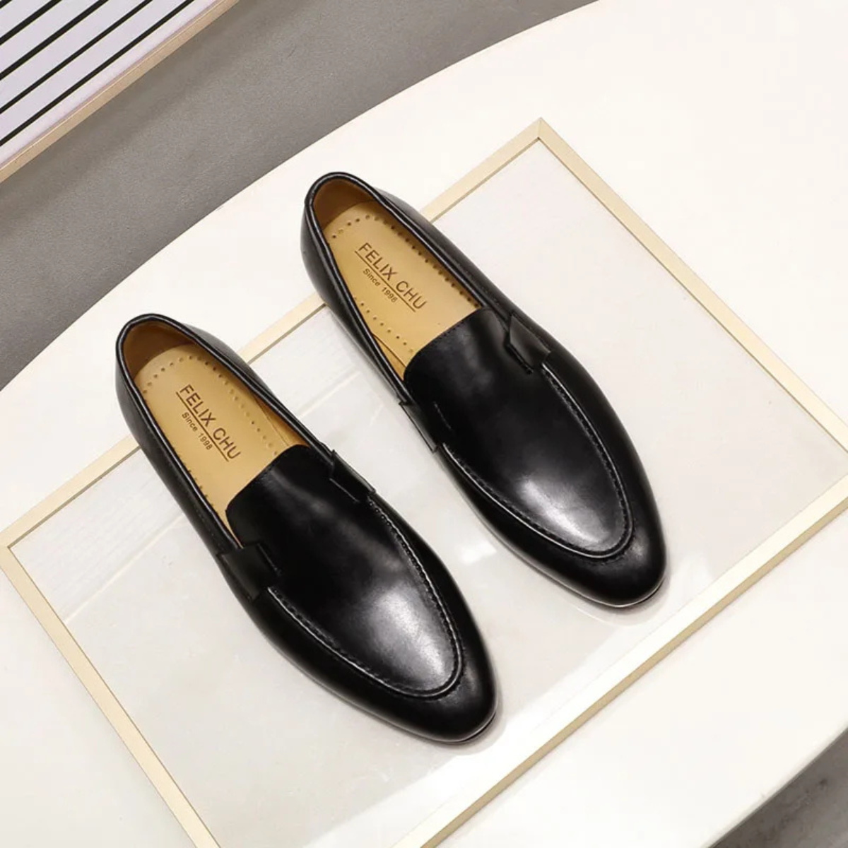 The Redstone Ridge Men's Handmade Business Faux Leather Dress Loafers