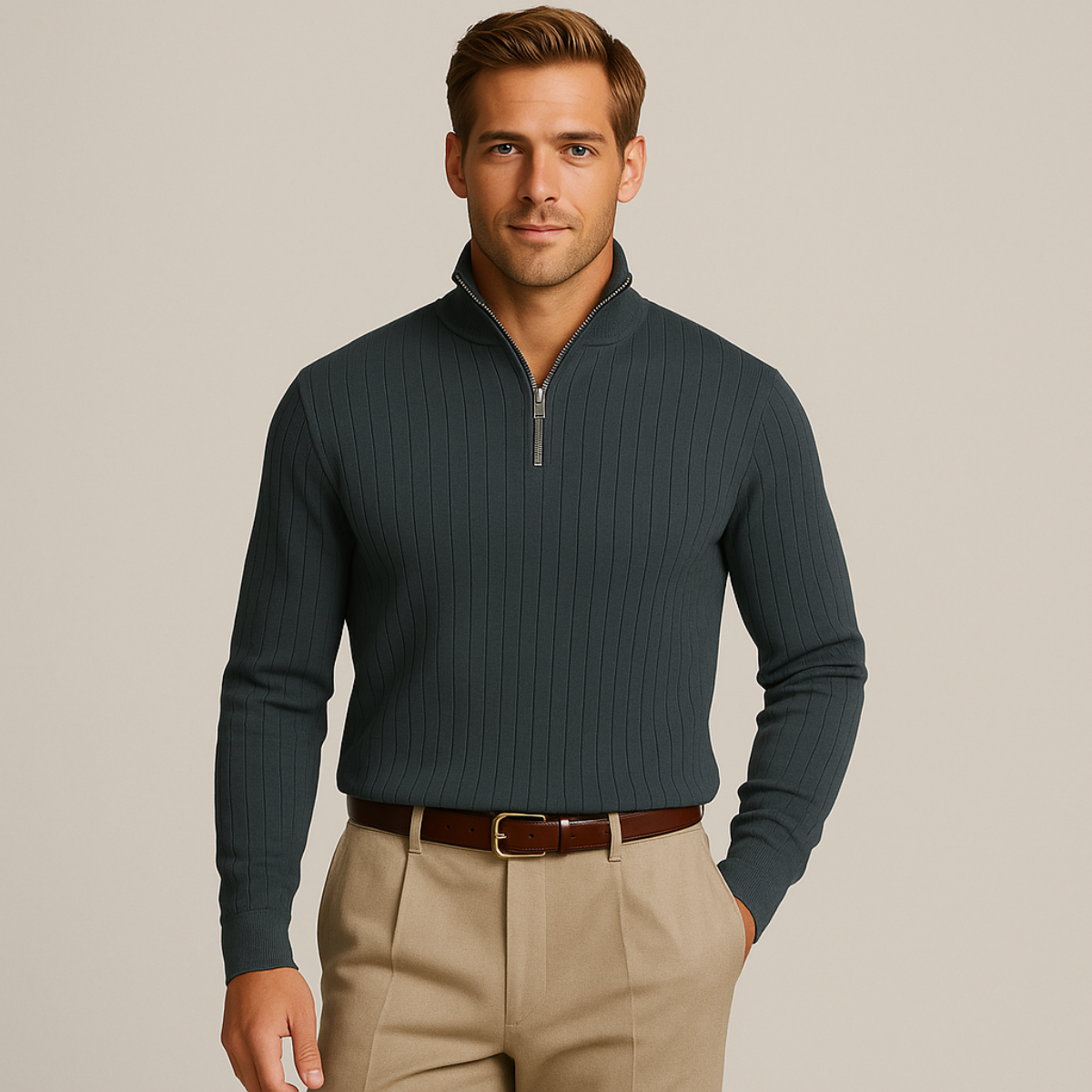 The Ashford Ribbed Half Zip Sweater for Men