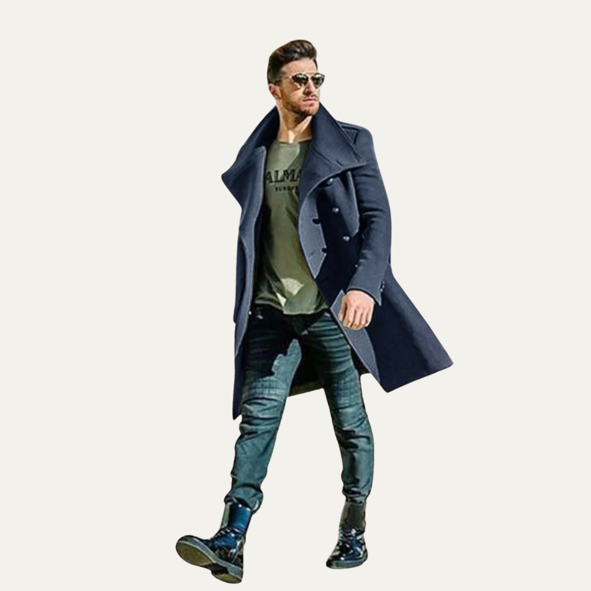 The Dunhill Men’s Elegant Double Breasted Long Wool Trench Coat