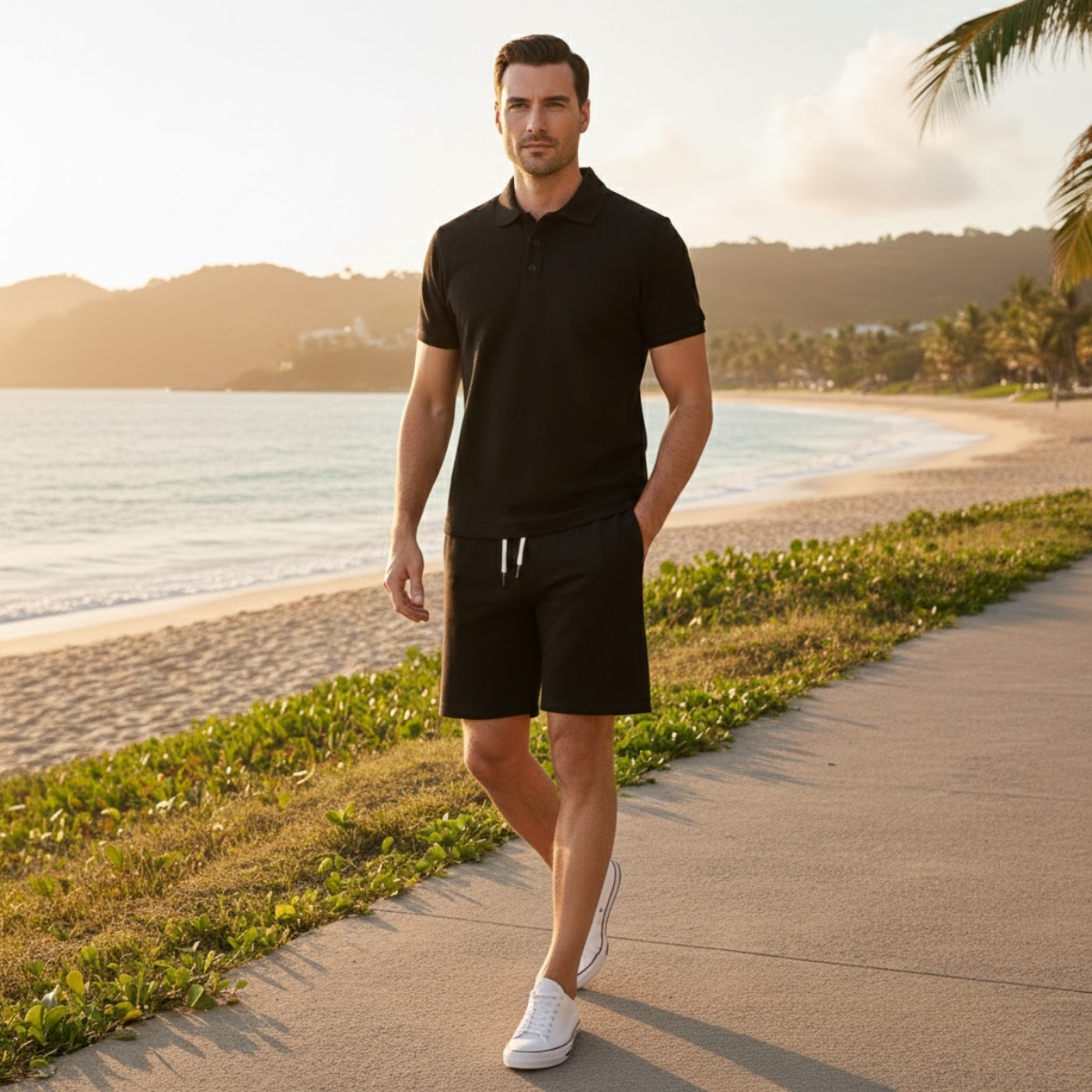 The Silverwood Men’s Lightweight Beachwear Set –Shirt & Shorts Set