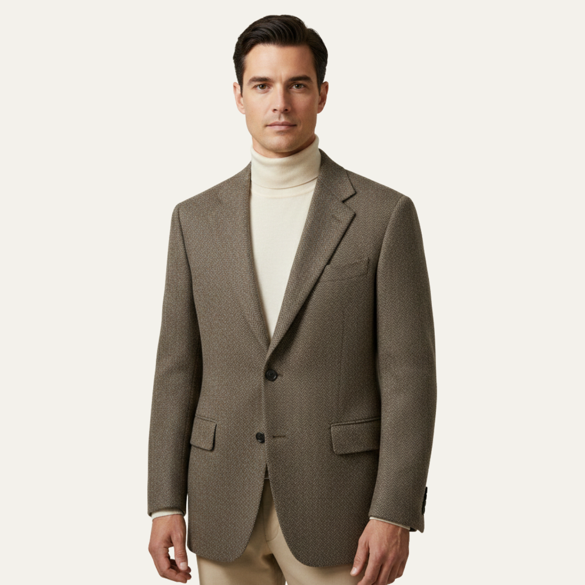 The Venice Men’s Luxury Tailored Tweed Fishbone Blazer Jacket