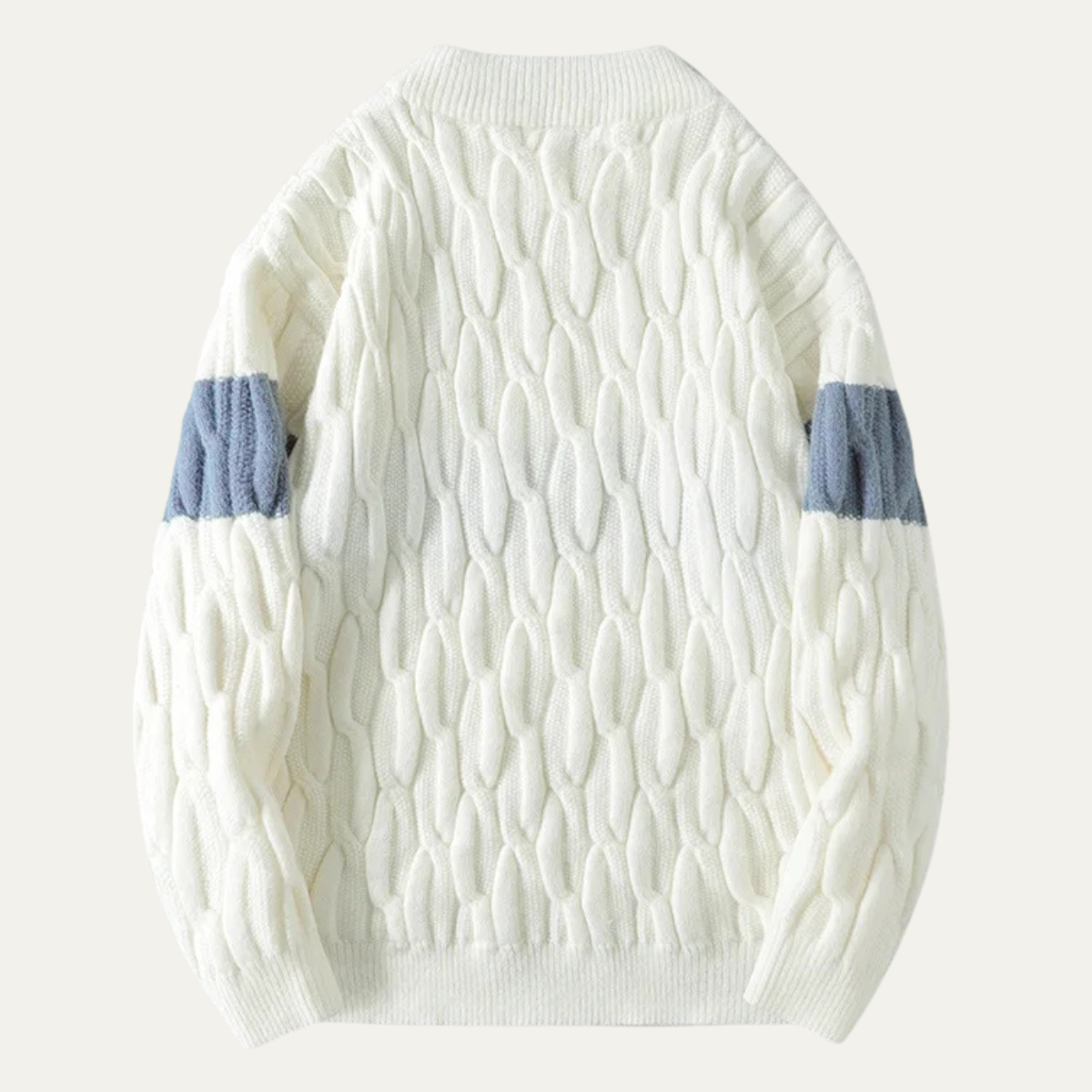 The Mayfield Men’s Trendy Cashmere Cable Knit Sweater with Contrast Stripe