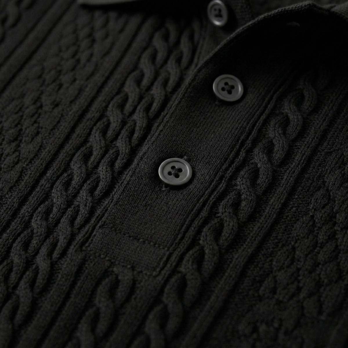 The Stonebrook Ridge Men’s Casual Textured Polo Shirt – Black