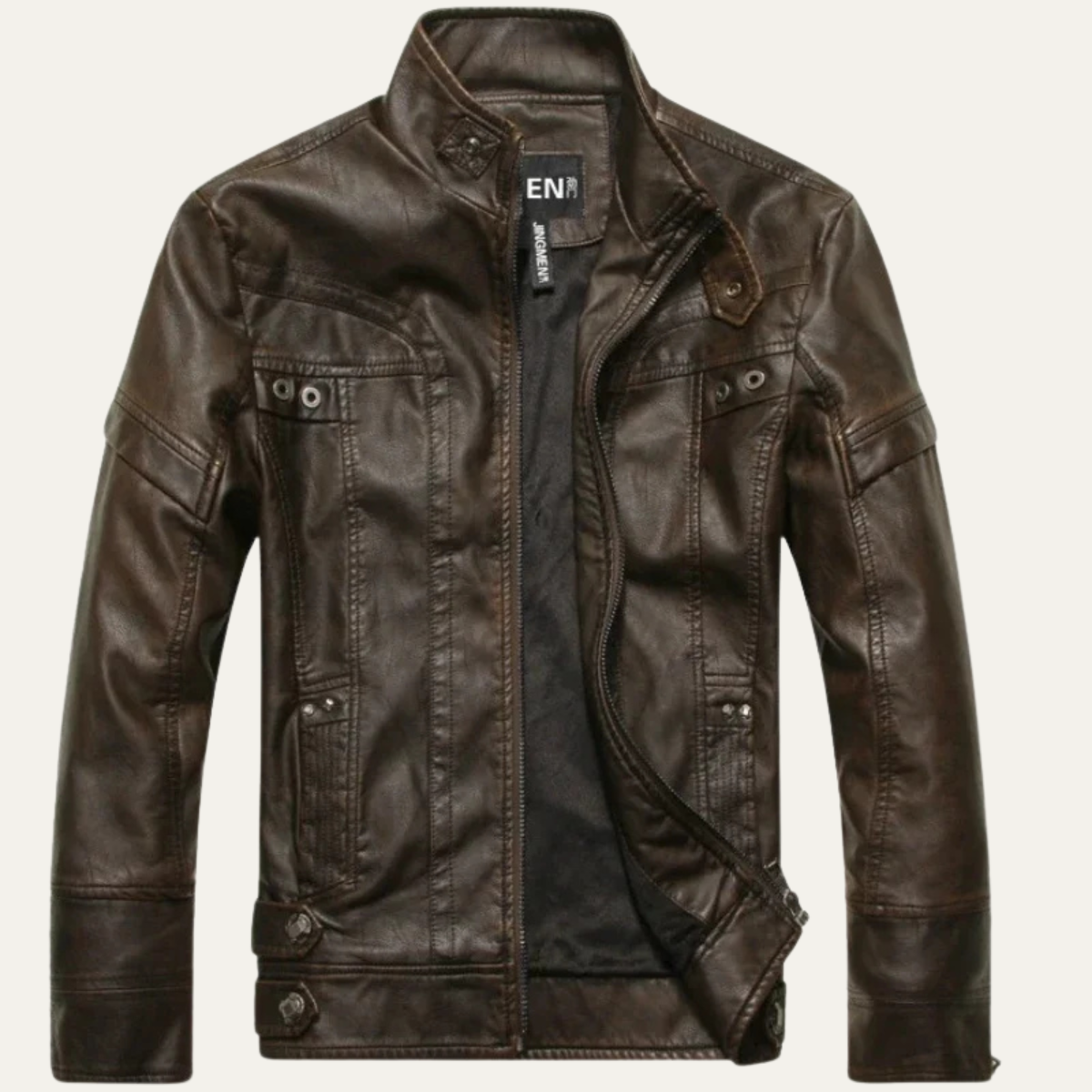The Bevagna Men’s Classic Zip Up Leather Biker Jacket