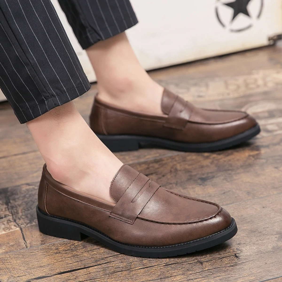 The Crestfield Men’s Soft Faux Leather Slip On Business Loafers
