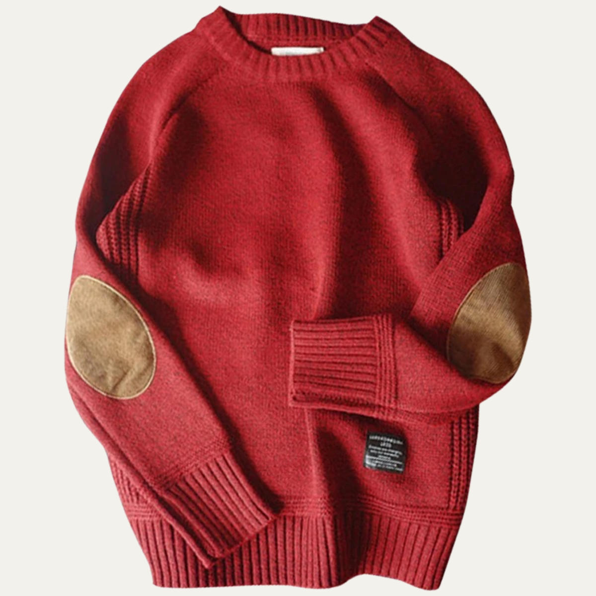 The Porta Romana Men's Knitted Crew Neck Sweater with Elbow Patches