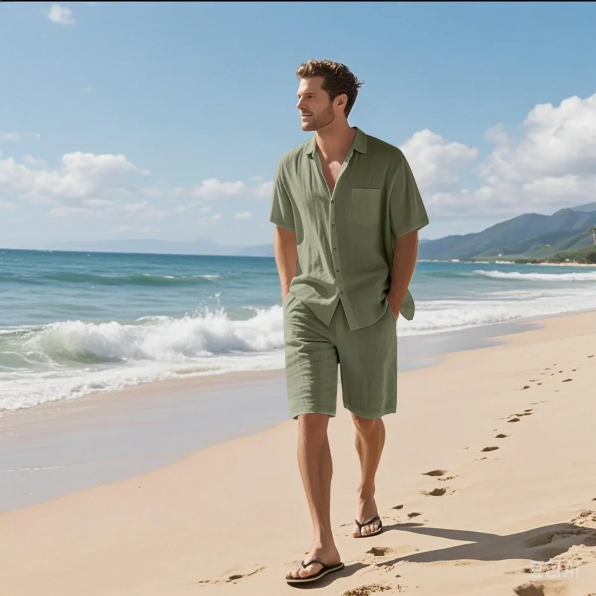 The Wexley Men’s Summer Retro Beach Set – Shirt & Shorts