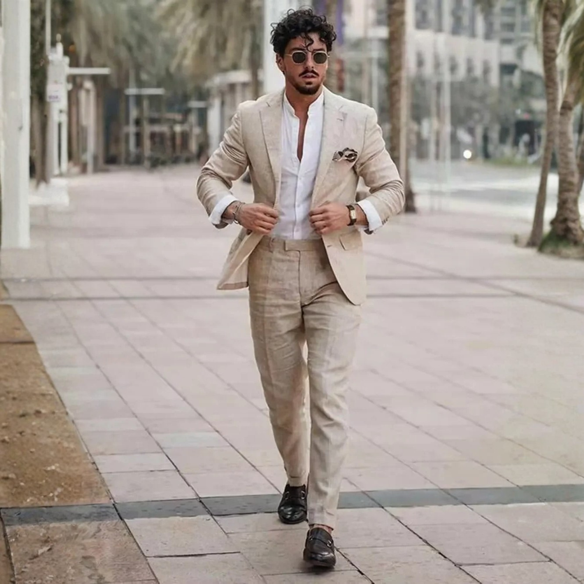 The Lindell Men’s Slim Fit 2 Piece Linen Set – Blazer & Pants