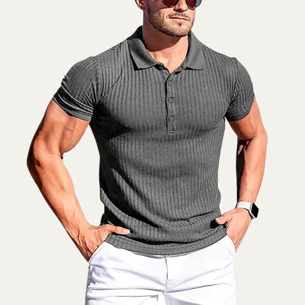 The Brenton Men’s Ribbed Knit Slim Fit Polo Shirt