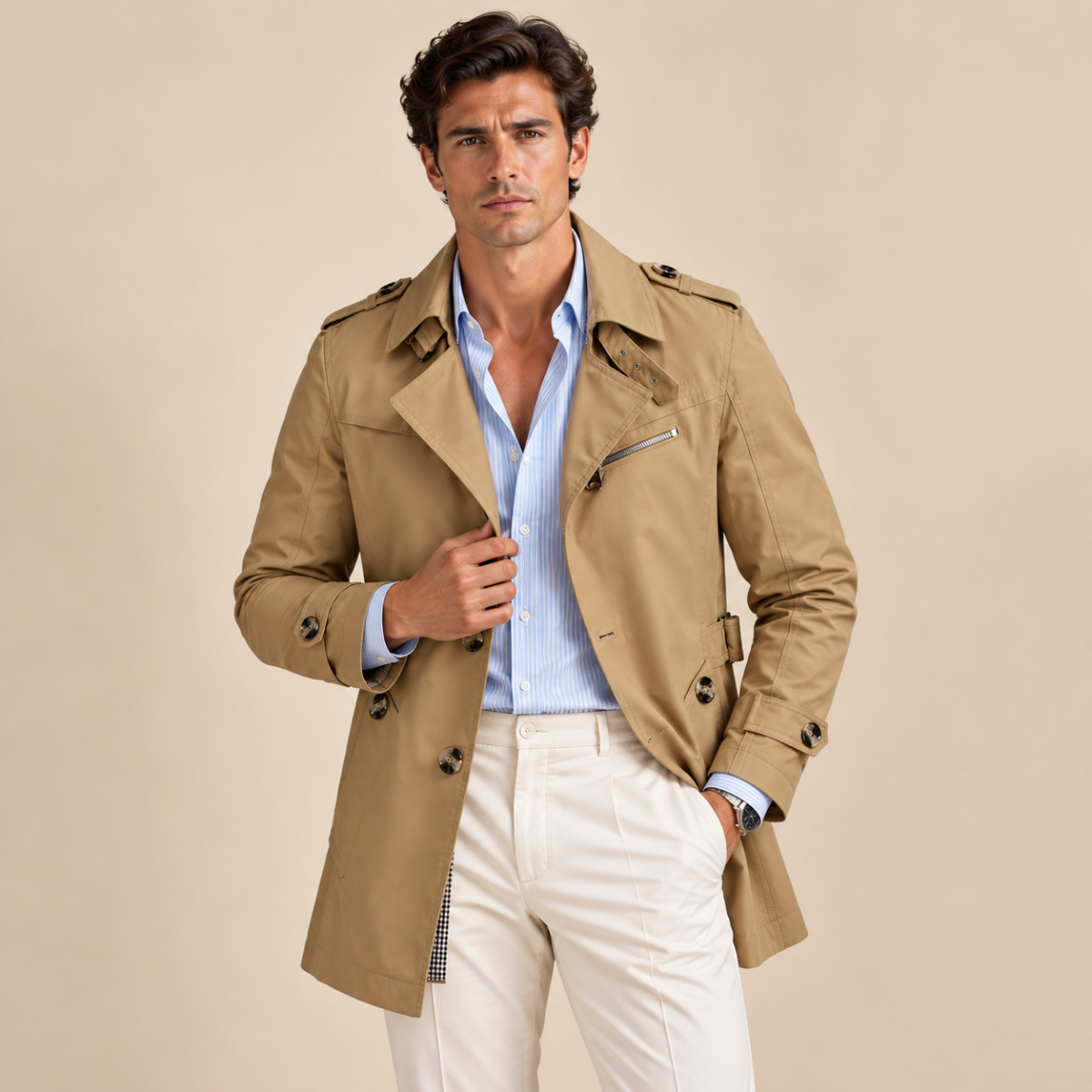 The Royalton Men's Trenchcoat – Classic Double Breasted Waterproof Overcoat