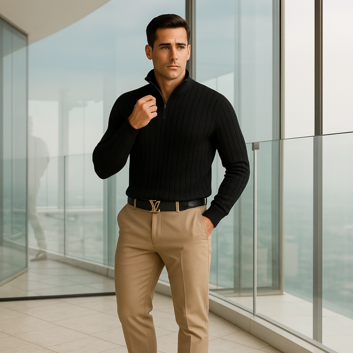 The Ashford Ribbed Half Zip Sweater for Men