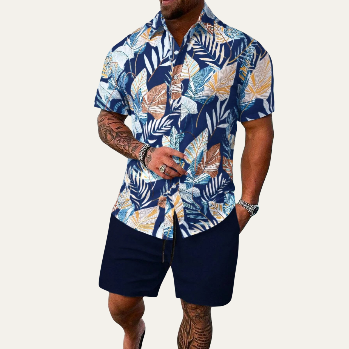 The Briarwood Men’s Tropical Casual Shirt & Shorts Set