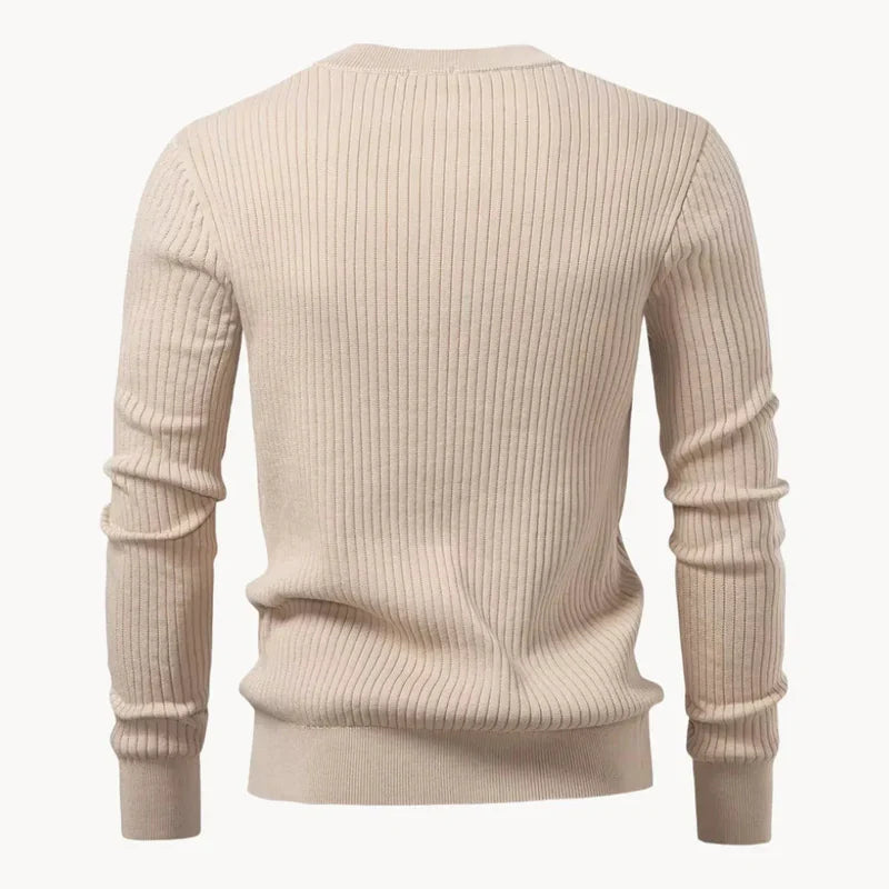 The Taormina Men's Ribbed Henley Knit Sweater