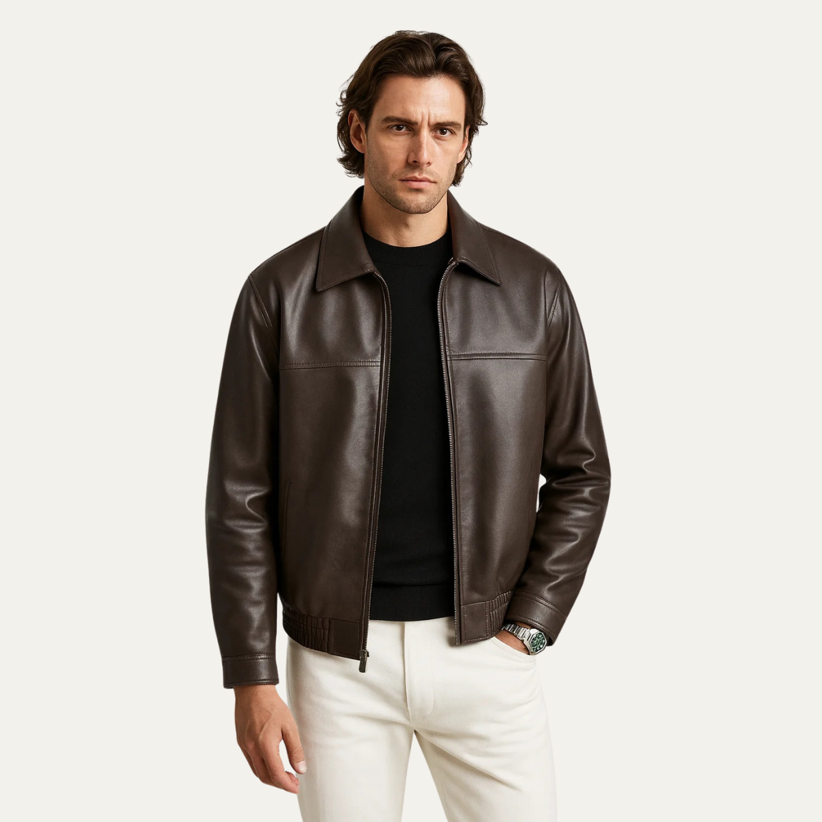 The Chianti Men’s Classic Zip Biker Leather Jacket