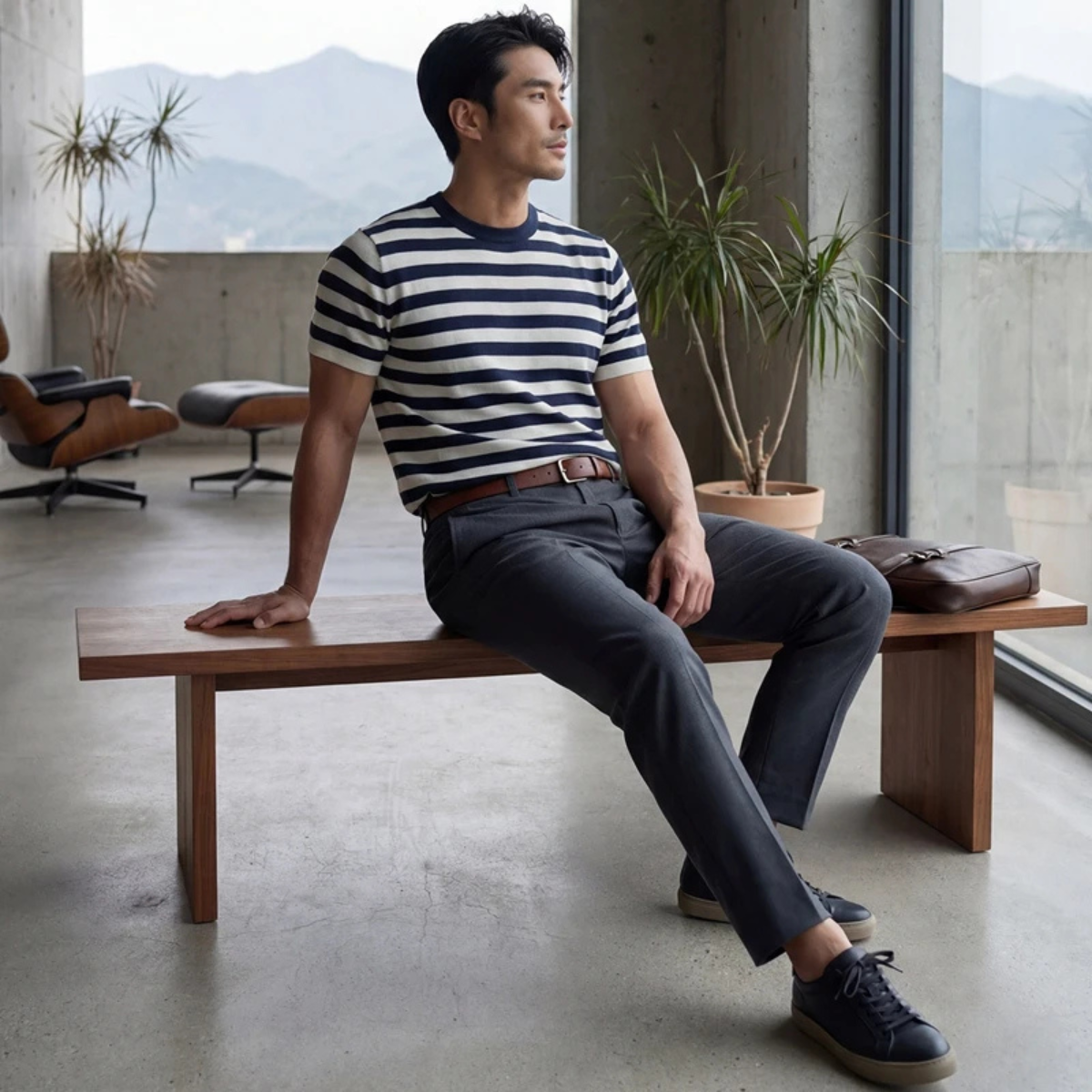 The Porto Cesareo Men’s Striped Cashmere Knit T Shirt