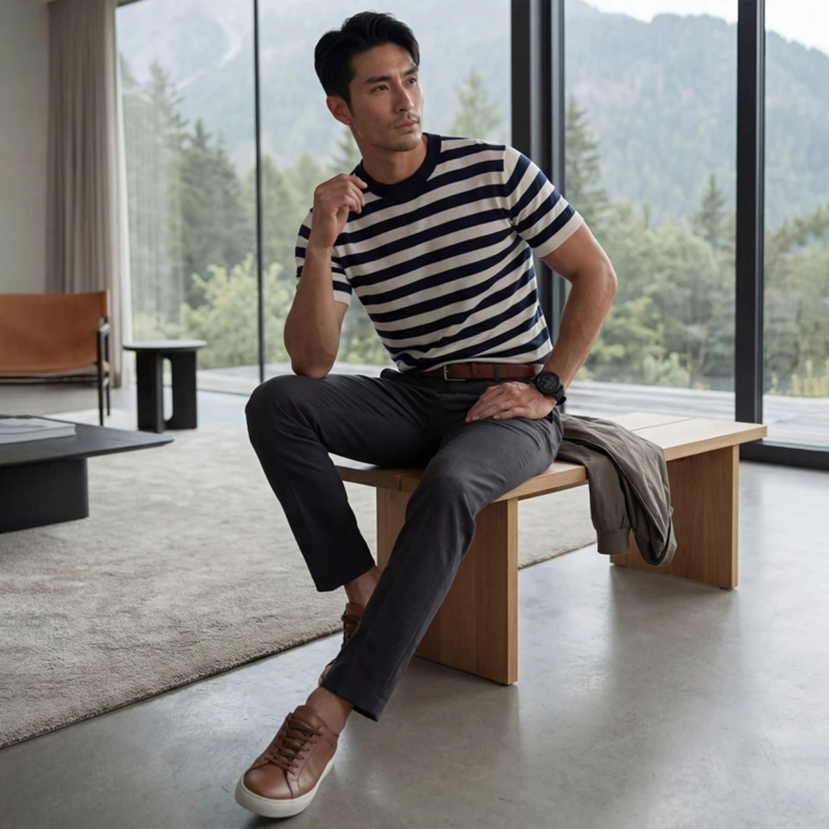 The Porto Cesareo Men’s Striped Cashmere Knit T Shirt
