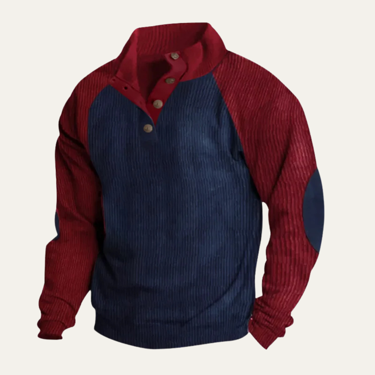 The Cannes Men's Casual Stand Up Collar Colorblock Corduroy Sweater