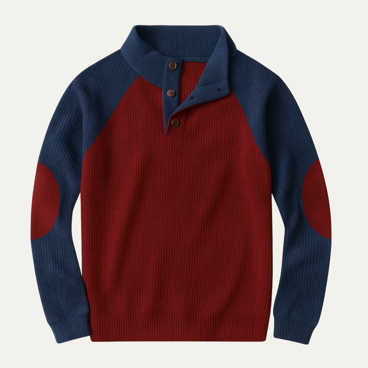 The Cannes Men's Casual Stand Up Collar Colorblock Corduroy Sweater