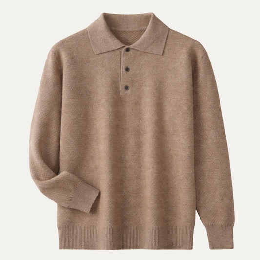 The Glenford Ridge Men’s Luxury Cashmere Polo Collar Knit Sweater