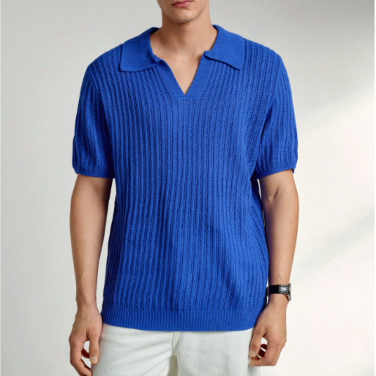 The Darlinghurst Men’s Short Sleeve Knitted Polo Shirt Solid Color Casual Top
