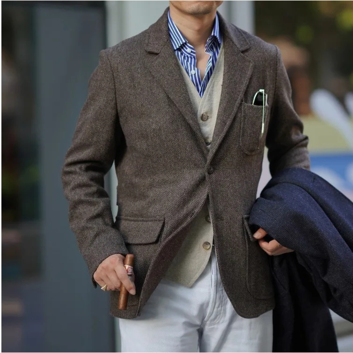 The Fairmont Hill Men’s Retro Tweed Wool Herringbone Casual Blazer