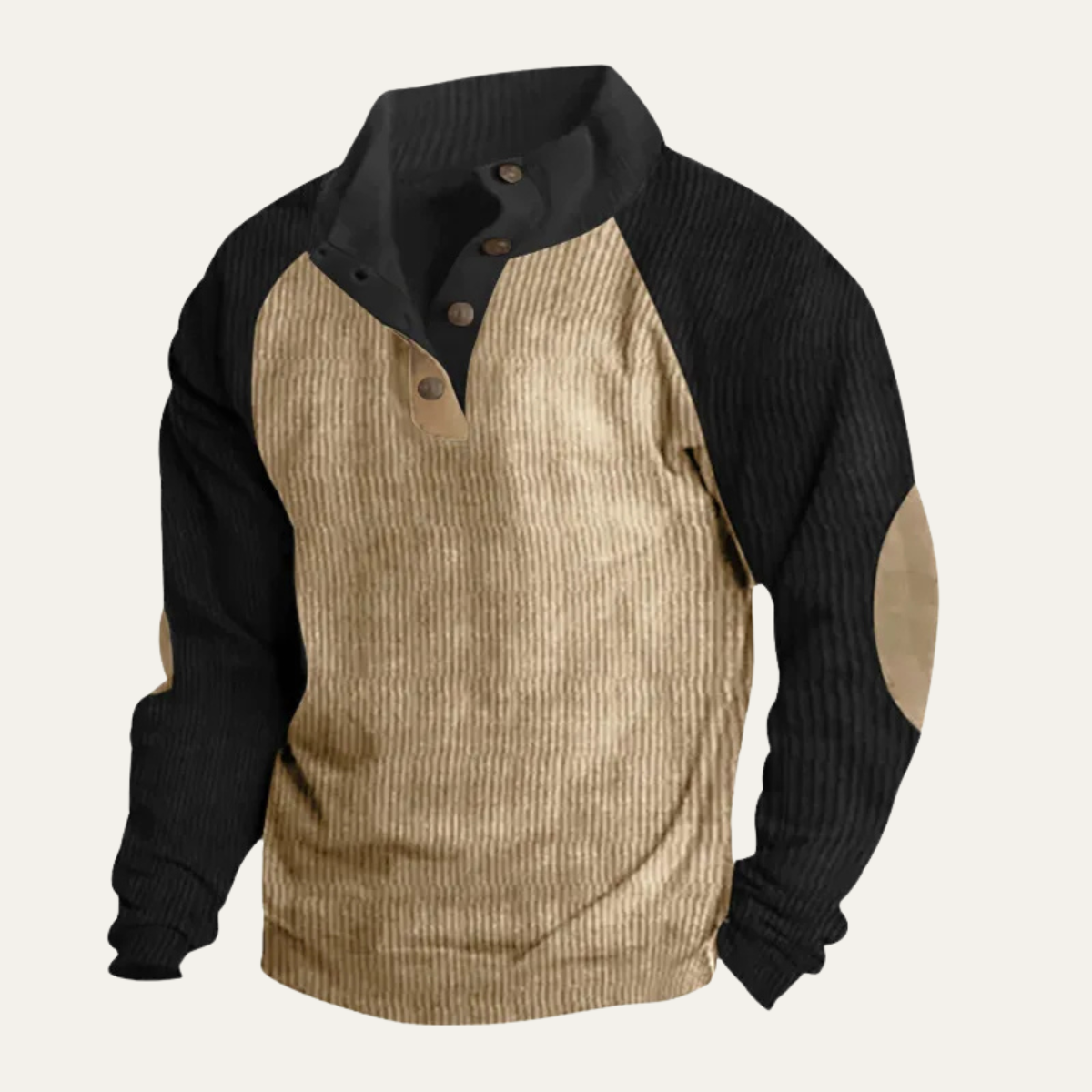 The Provence Men's Trendy Stand Up Collar Colorblock Corduroy Sweater