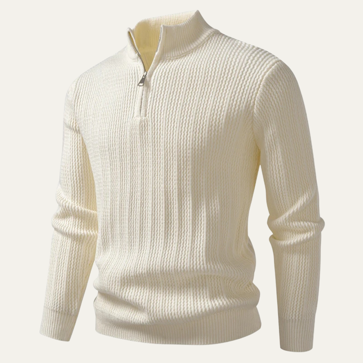 The Hadley Men’s Half Zip Knitted Sweater – Stand Collar Ribbed Pullover