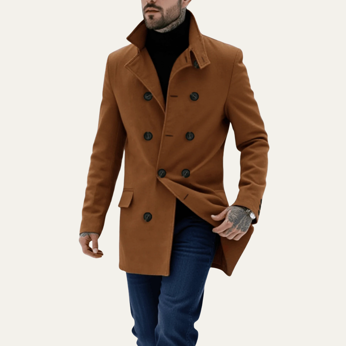 The Ferrara Men's Trendy Double Breasted Wool Blend Coat