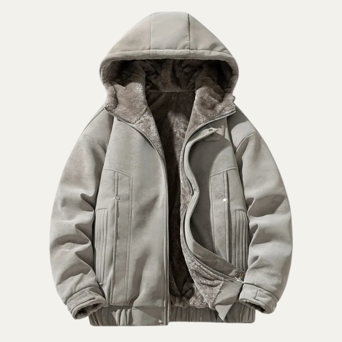 Men's Sherpa Lined Puffer Jacket Brown