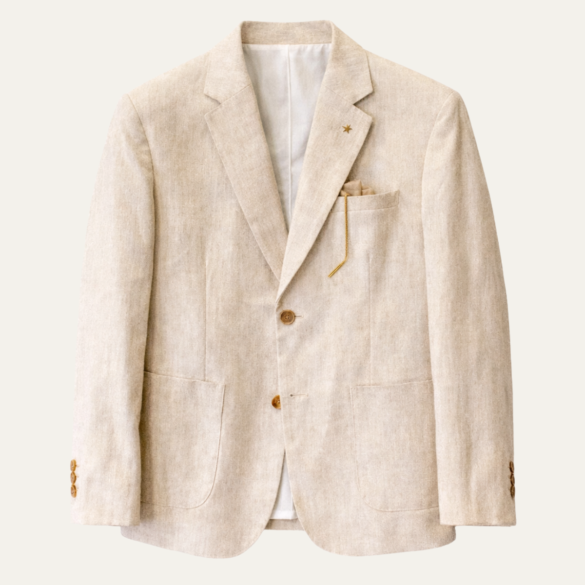 The Timbercrest Men’s Beige Linen Slim Fit Casual Blazer