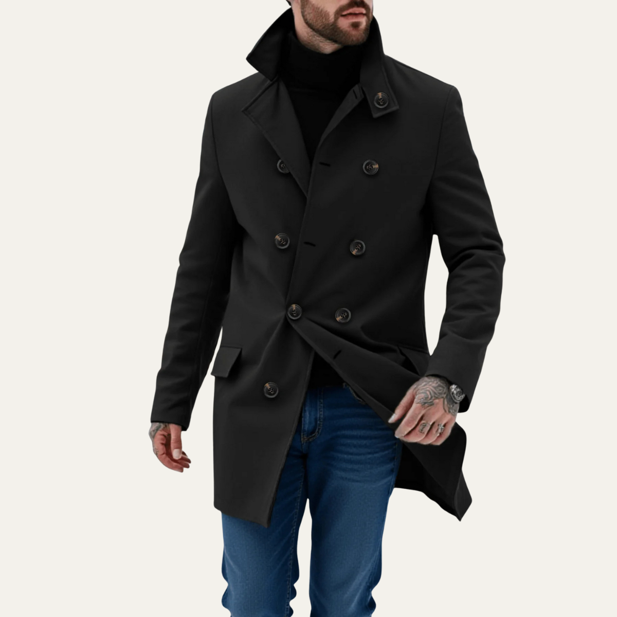 The Ferrara Men's Trendy Double Breasted Wool Blend Coat