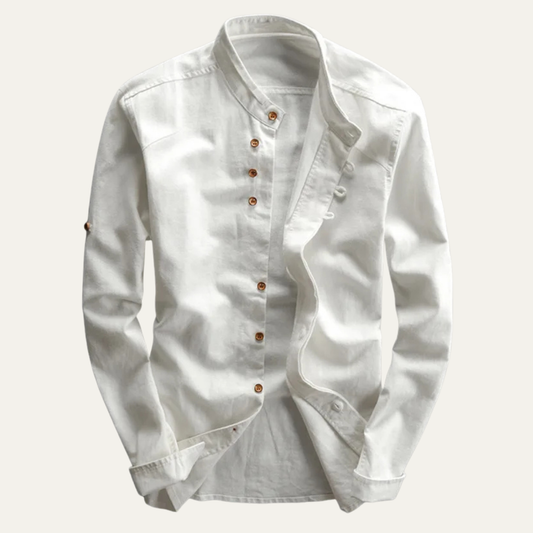 The Fairhill Men’s Japanese Style Linen Cotton Stand Collar Shirt